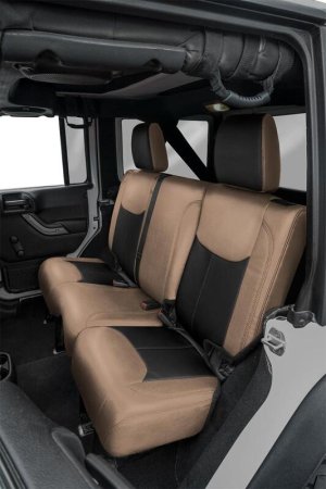 Jeep Wrangler JKU Rear Seat Covers - PRP Seats - Black/Tan - `13-`18
